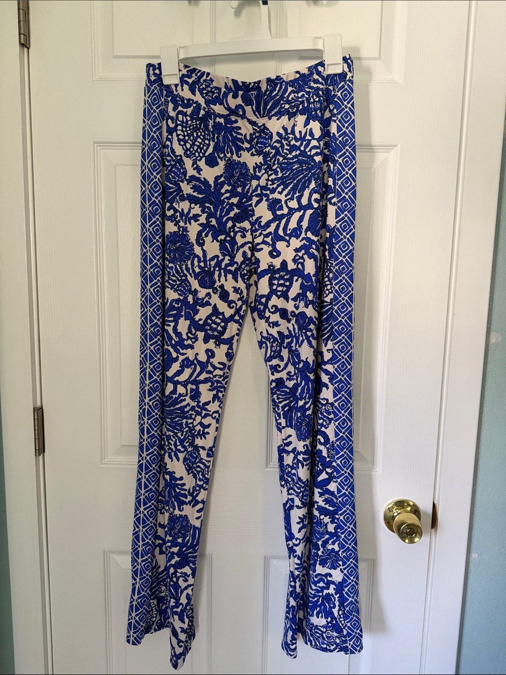 Lilly Pulitzer Royal Blue & Coconut Printed Wide-Leg Pants